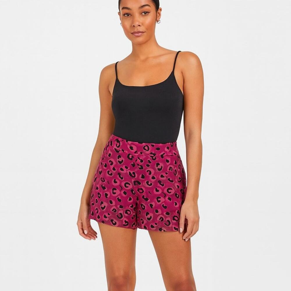 HALOGEN dark red, pink & black leopard lightweight shorts Women's size small
